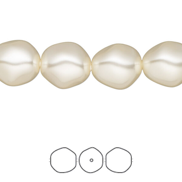 Pearl 10pk cream, Crystal Passions® 12x11mm baroque round 5841 image number 0