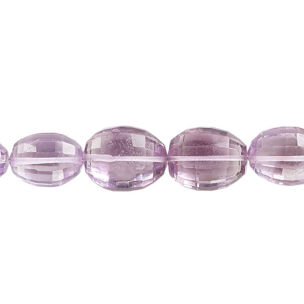Lavender amethyst 1pkg10, hand-cut faceted oval bead natural 10x7mm-13x9mm image number 0