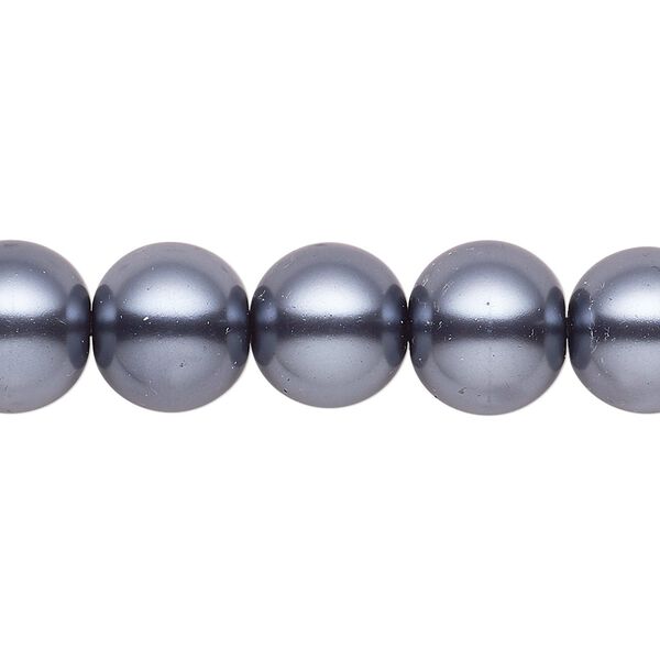 Bead, glass, opaque gunmetal, 11-12mm round. Sold per 15-1/2" to 16" strand. image number 0