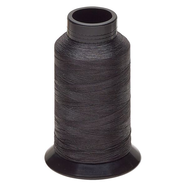 Thread, Nymo®, nylon, black, size O. Sold per 2-ounce spool. image number 0