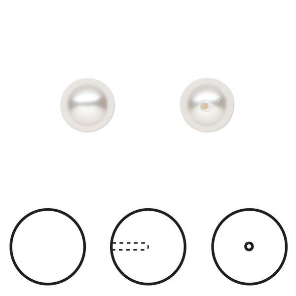 Pearl 250pk moonlight, Swarovski® 8mm half-drilled round 5818 image number 0