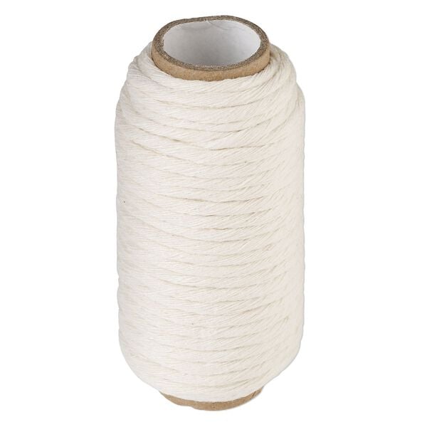 Cord, cotton, white, 3mm round. Sold per 10-yard spool. image number 0
