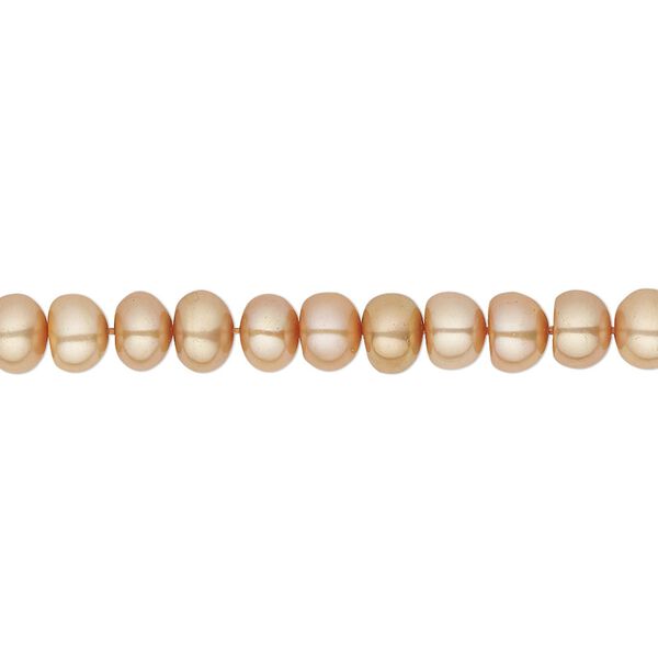 Pearl, cultured freshwater (dyed), sand satin, 5-6mm button, C grade, Mohs hardness 2-1/2 to 4. Sold per 15-1/2" to 16" strand. image number 0