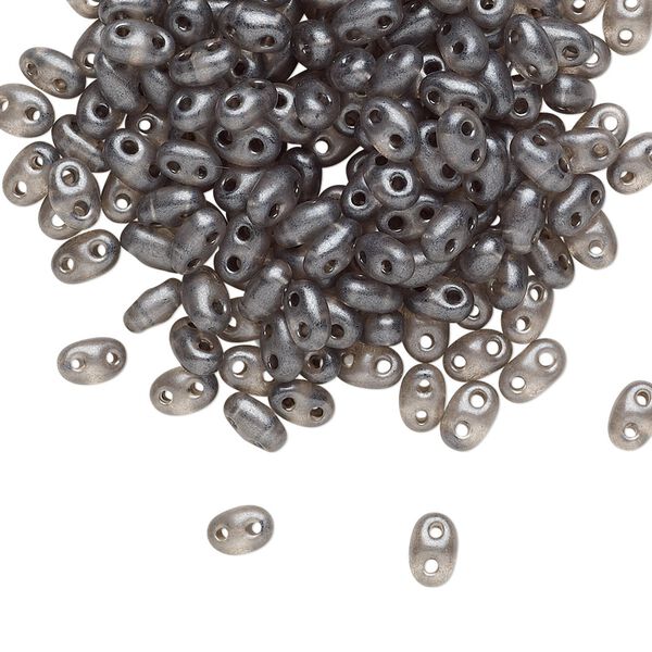 Seed bead, Preciosa Twin™ Czech glass, pkg/50g, 5x2.5mm oval, translucent grey terra pearl clear, (08349). image number 0