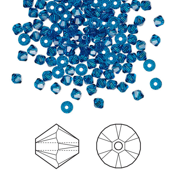 Bead 1440pk Capri blue, Swarovski® 3mm XILION bicone 5328 image number 0