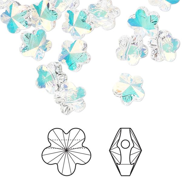 Bead 12pk crystal AB, Crystal Passions® 8mm flower 5744 image number 0