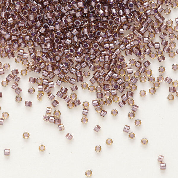 Seed bead, Delica®, glass, pkg/50g, #11 round, translucent silver rose-lined luster topaz (DB-0912). image number 0