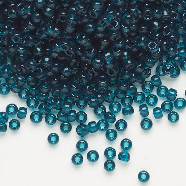 Seed bead, Miyuki, glass, pkg/50g, #8 rocaille, transparent dark teal (RR-2406). image number 0