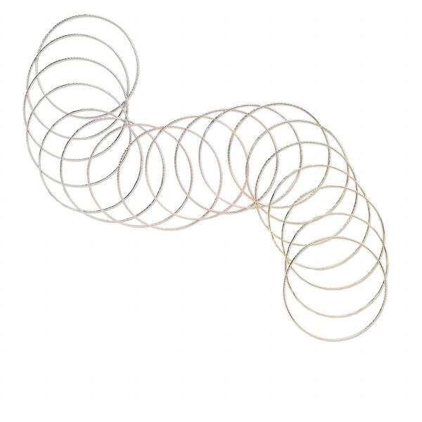 Bracelet, bangle, silver- / copper-plated / gold-finished steel, 1mm wide, 8 inches. Sold per pkg of 60. image number 0