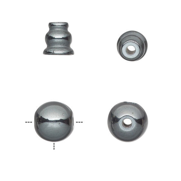 Hemalyke™ 1pkg2, T-drilled round / cone bead 10mm / 8x7.5mm image number 0