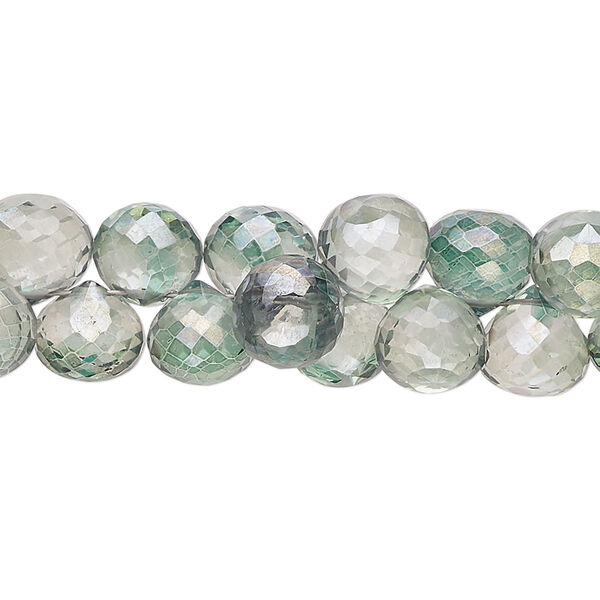 Quartz crystal 1pkg1, hand-cut top-drilled faceted teardrop bead 7 inch 7-9mm image number 0