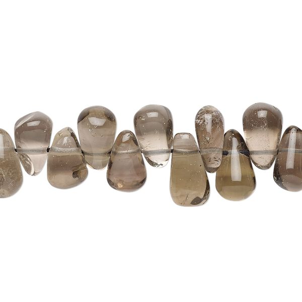 Smoky quartz 1pkg1, hand-cut top-drilled teardrop bead 14 inch 9x5mm-12x7mm image number 0