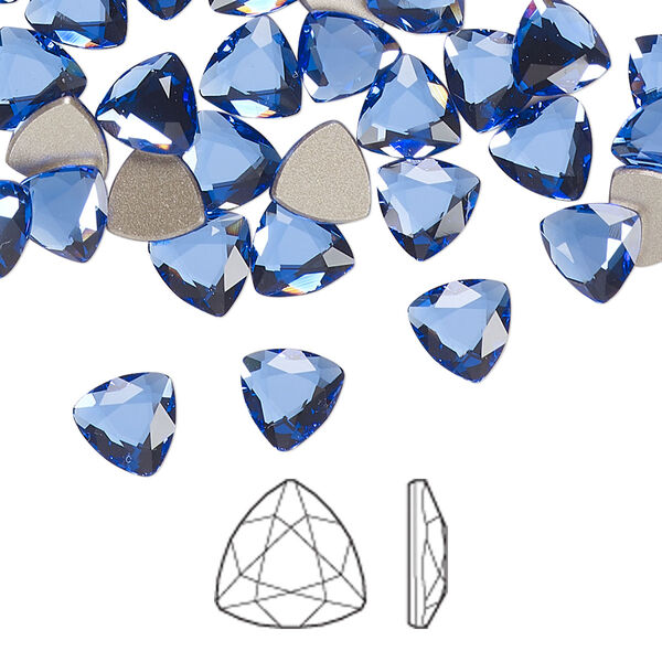 Flat back 144pk sapphire foil back, Swarovski® 7mm trilliant 2472 image number 0