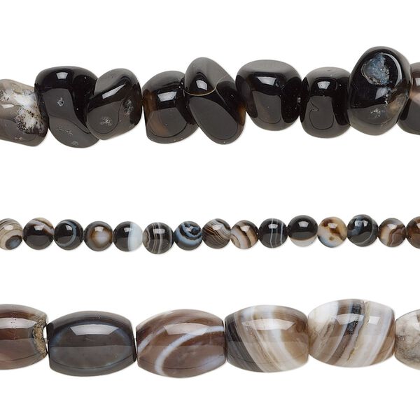 Black agate 1pkg3, mixed shape bead 15 inch mix 3mm-11x9mm image number 0