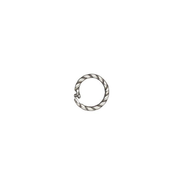 Loop Lock™, JBB Findings, antique silver-plated brass, 8mm twisted round. Sold per pkg of 4. image number 0