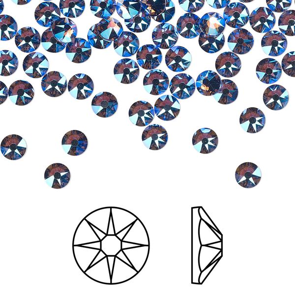 Flat back 144pk tanzanite shimmer foil back, Crystal Passions® 3.8-4mm rose round SS16 2088 image number 0