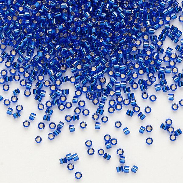Seed bead, Delica®, glass, pkg/7.5g, #11 round, transparent silver-lined cobalt (DB-0047). image number 0