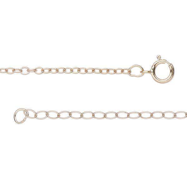 Chain, 14Kt rose gold-filled, 1.8mm cable, 18 inches with 2-inch extender chain and springring clasp. Sold individually. image number 0