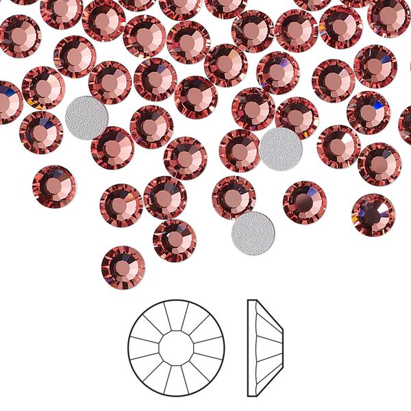 Flat back 1440pk rose peach foil back, Preciosa VIVA 12® Czech crystal rhinestone 4.6-4.8mm chaton rose round SS20 image number 0