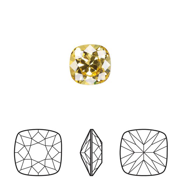 Fancy stone 144pk light topaz foil back, Swarovski® 10mm cushion 4470 image number 0