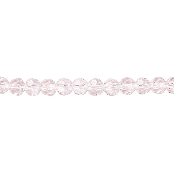 Bead 1pk 32 facets transparent pink, Celestial Crystal® 4mm round 15.5-16 inch image number 0