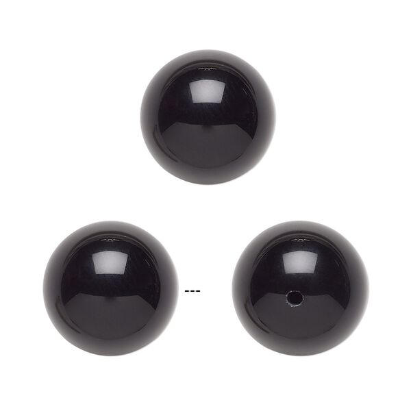 Black onyx 1pkg2, half-drilled round bead 12mm image number 0