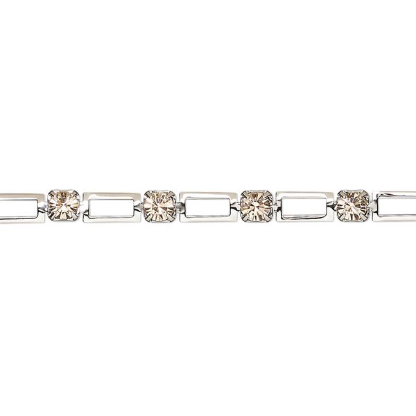 Cupchain, VINTAGE Crystal™, imitation rhodium-plated brass and crystal, light peach, 3.3mm open rectangle. Sold per pkg of 1 meter. image number 0