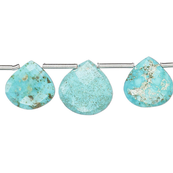 Imperial crown turquoise 1pkg12, hand-cut top-drilled faceted puffed teardrop bead natural graduated 12-17mm image number 0