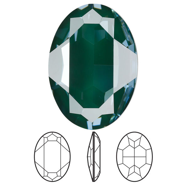 Fancy stone 24pk crystal pine green ignite LacquerPRO, Swarovski® 30x22mm oval 4127 image number 0
