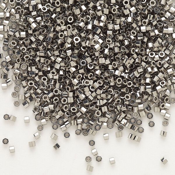 Seed bead, Delica®, glass, pkg/7.5g, #11 cut, opaque nickel-plated (DBC-0021). image number 0