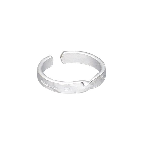 Ring, silver-plated copper, 4mm wide with twist design, adjustable. Sold individually. image number 0