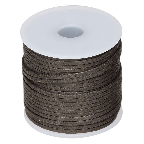 Cord, waxed cotton, brown, 2mm flat. Sold per 25-meter spool. image number 0