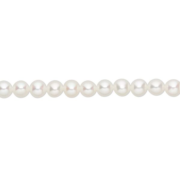 Pearl, cultured freshwater (bleached), white, 4-5.5mm semi-round, B grade, Mohs hardness 2-1/2 to 4. Sold per 15-1/2" to 16" strand. image number 0