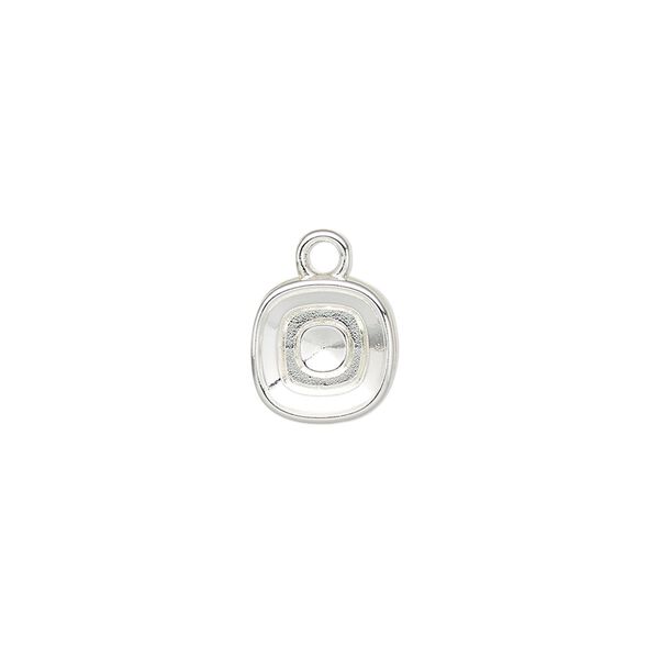 "Pewter" (zinc-based alloy) 1pkg2, square / faceted cushion setting silver-finished 10mm / 8mm Almost Instant Jewelry® image number 0