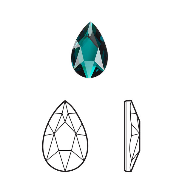 Flat back 6pk emerald foil back, Crystal Passions® 14x9mm pear 2303 image number 0