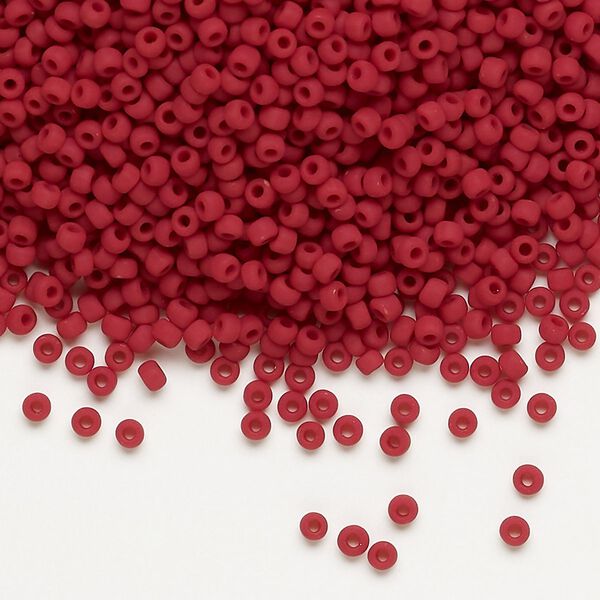 Seed bead, Dyna-Mites™, glass, pkg/1/2kg, #11 round, opaque matte brick red, (736MA 11/0 RR). image number 0
