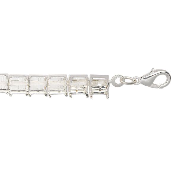 Necklace component, silver-finished brass and steel, 6mm wide cupchain with (41) SS29 settings, 16 inches with 3-inch extender chain and lobster claw clasp. Sold individually. image number 0