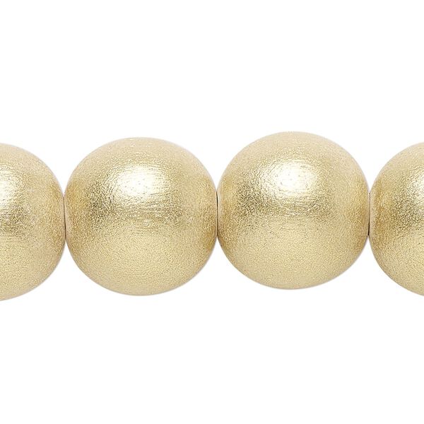 Taiwanese cheesewood 1pkg1, hand-cut painted round bead 15.5-16 inch frosted yellow gold 16mm image number 0