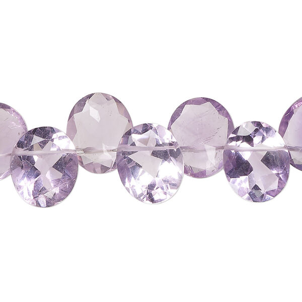 Amethyst 1pkg1, hand-cut top-drilled faceted puffed flat-sided oval bead natural 13 inch 12x9mm-12x10mm image number 0