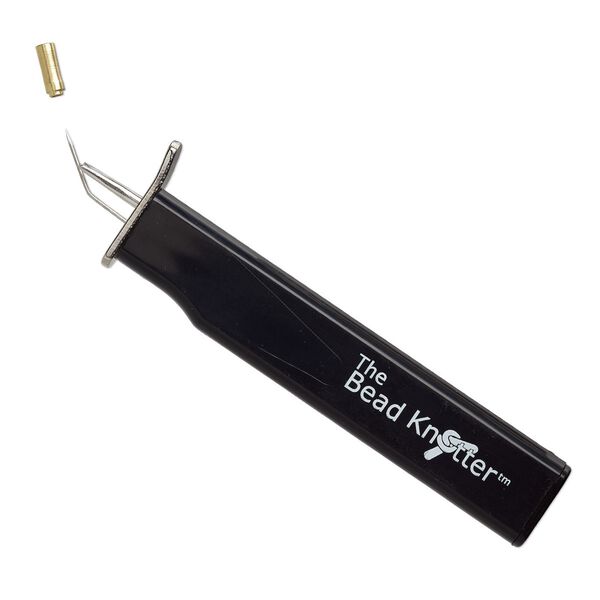 Cord knotter, The Bead Knotter™, plastic, black and white, 5-1/2 inches. Sold individually. image number 0