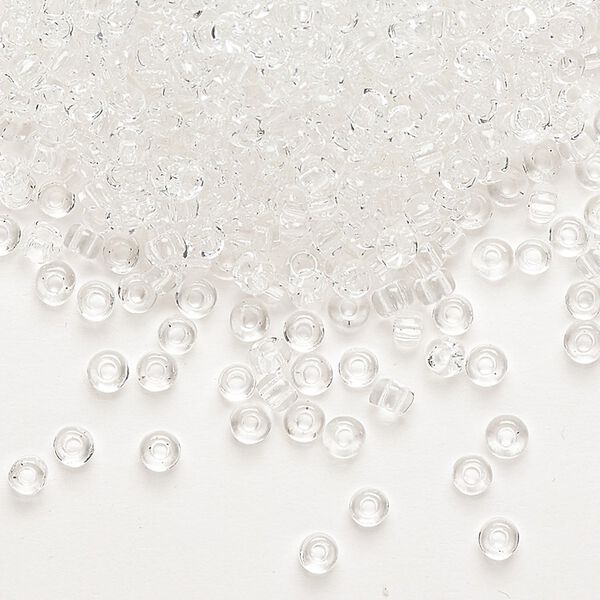 Seed bead, Dyna-Mites™, glass, transparent clear, #8 round. Sold per 1/2 kilogram pkg. image number 0