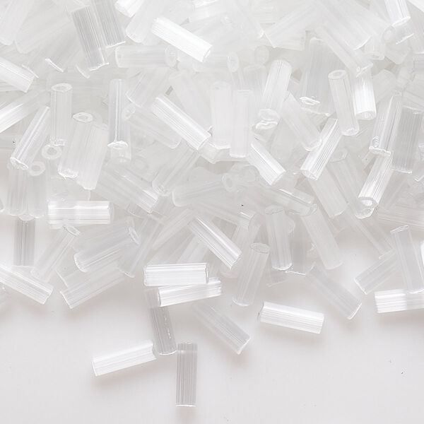 Bead, Preciosa Ornela Czech glass, bugle bead, pkg/50g, #3, satin opaque white, (05051). image number 0