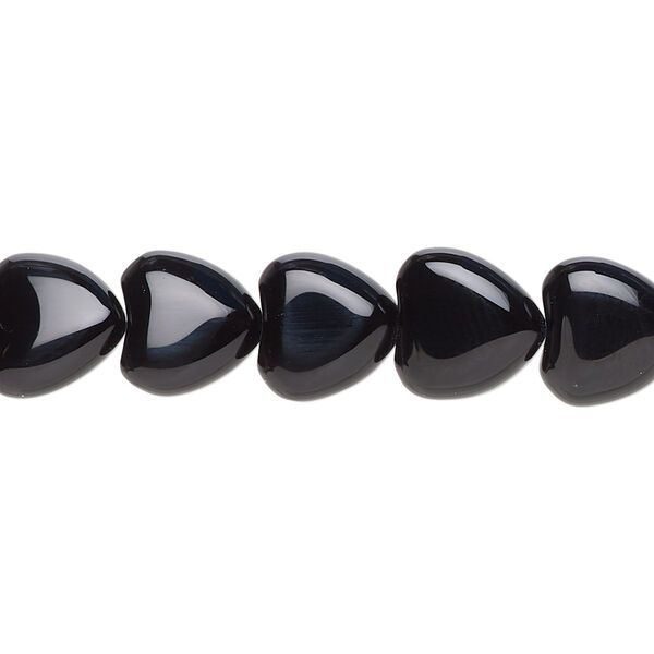 Black onyx 1pkg1, flat heart bead B grade, 15.5-16 inch 10mm image number 0