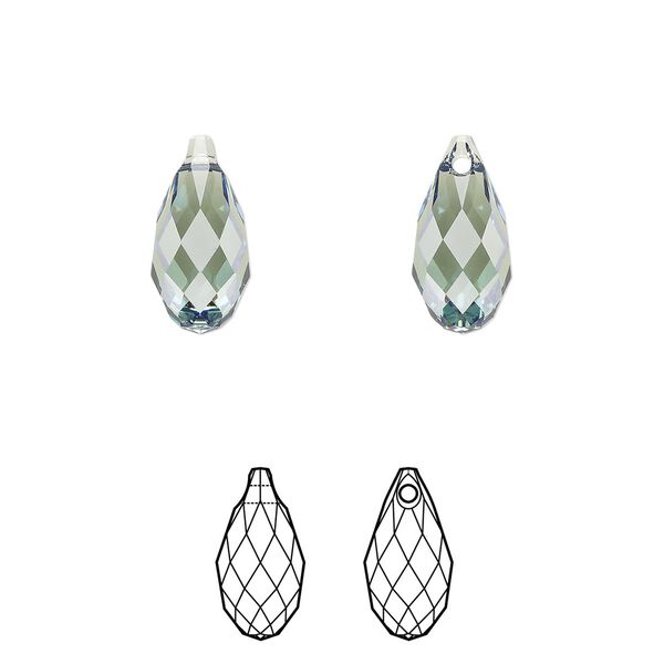 Briolette 144pk erinite, Swarovski® 13x6.5mm pendant drop 6010 image number 0