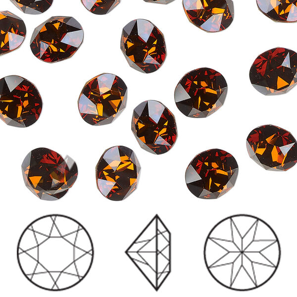Chaton 48pk smoked amber foil back, Crystal Passions® 8.16-8.41mm round SS39 1088 image number 0