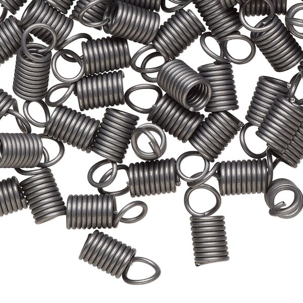 Cord coil, gunmetal-finished steel, 12x5mm with loop, 3.5mm inside diameter. Sold per 1-ounce pkg. image number 0