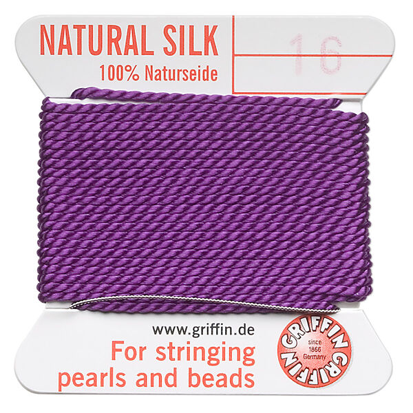 Thread, Griffin, silk, amethyst purple, size #16. Sold per 2-meter card (approximately 78 inches). image number 0