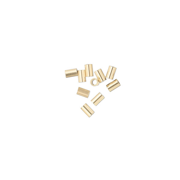 Crimp, 12Kt gold-filled, 3x2mm smooth tube, 1.3mm inside diameter. Sold per pkg of 10. image number 0