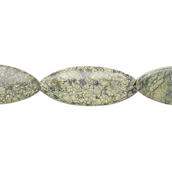 Russian serpentine 1pkg1, puffed marquise bead natural 15 inch 25x10mm-26x11mm image number 0