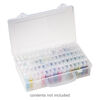 Organizer, acrylic, clear and white, 9 x 6-1/4 x 2 inches with (64) 45x25x11mm rectangle boxes and snap top. Sold per 65-piece set. image number 0